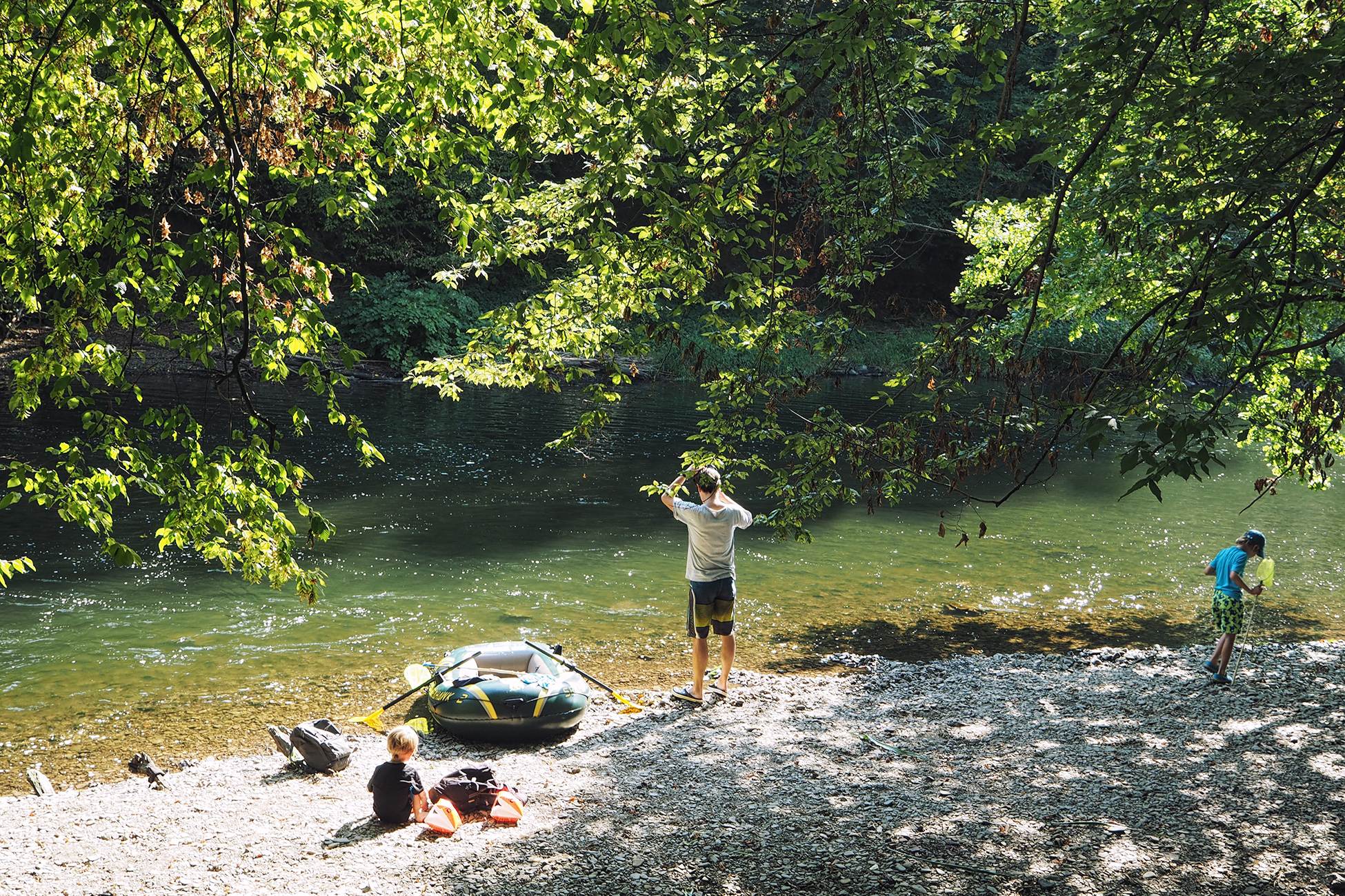 Schlauchboot fahren auf der Agger
