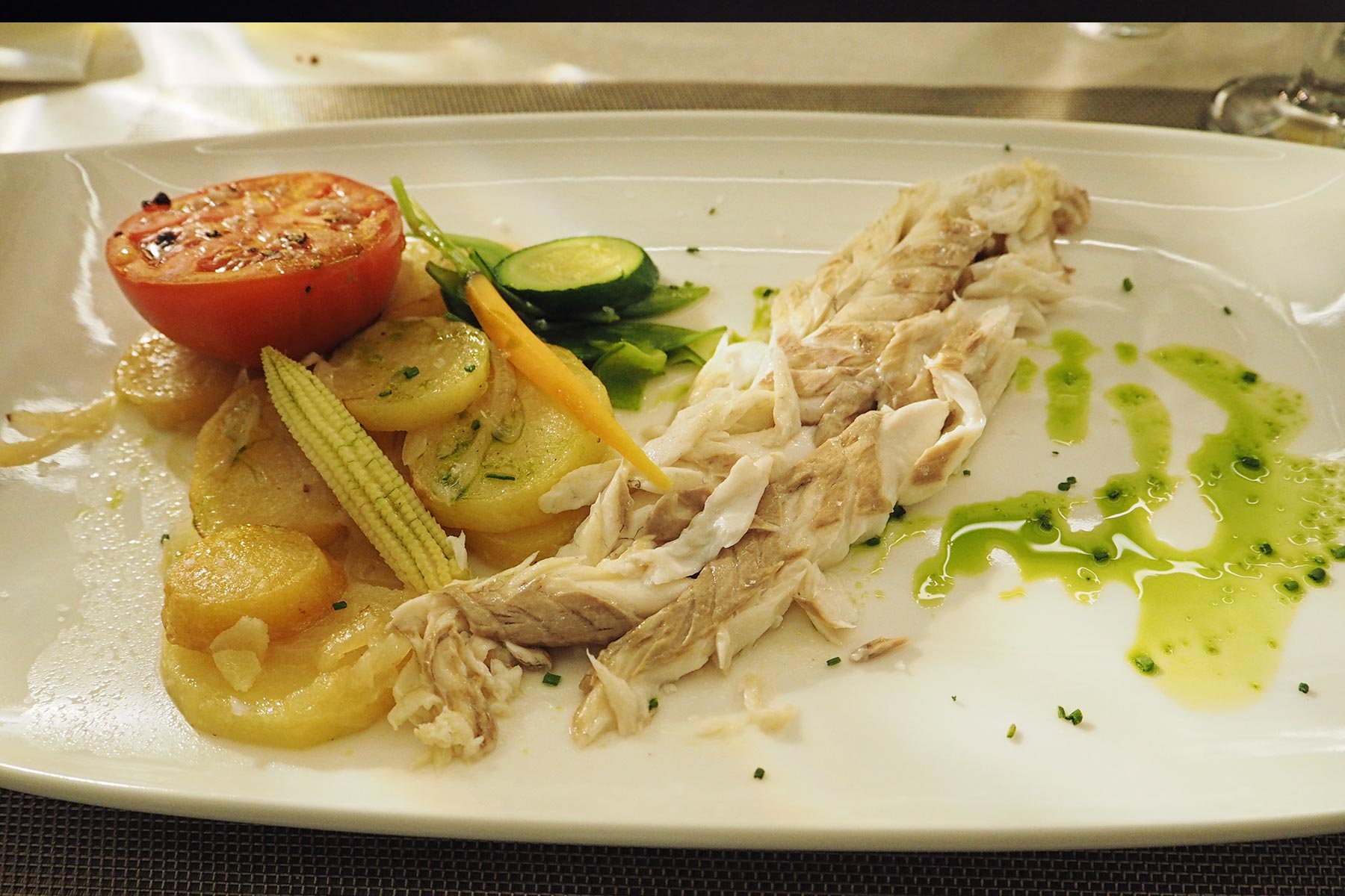 Wolfsbarsch essen im Restaurant Estel, Santa Eulalia