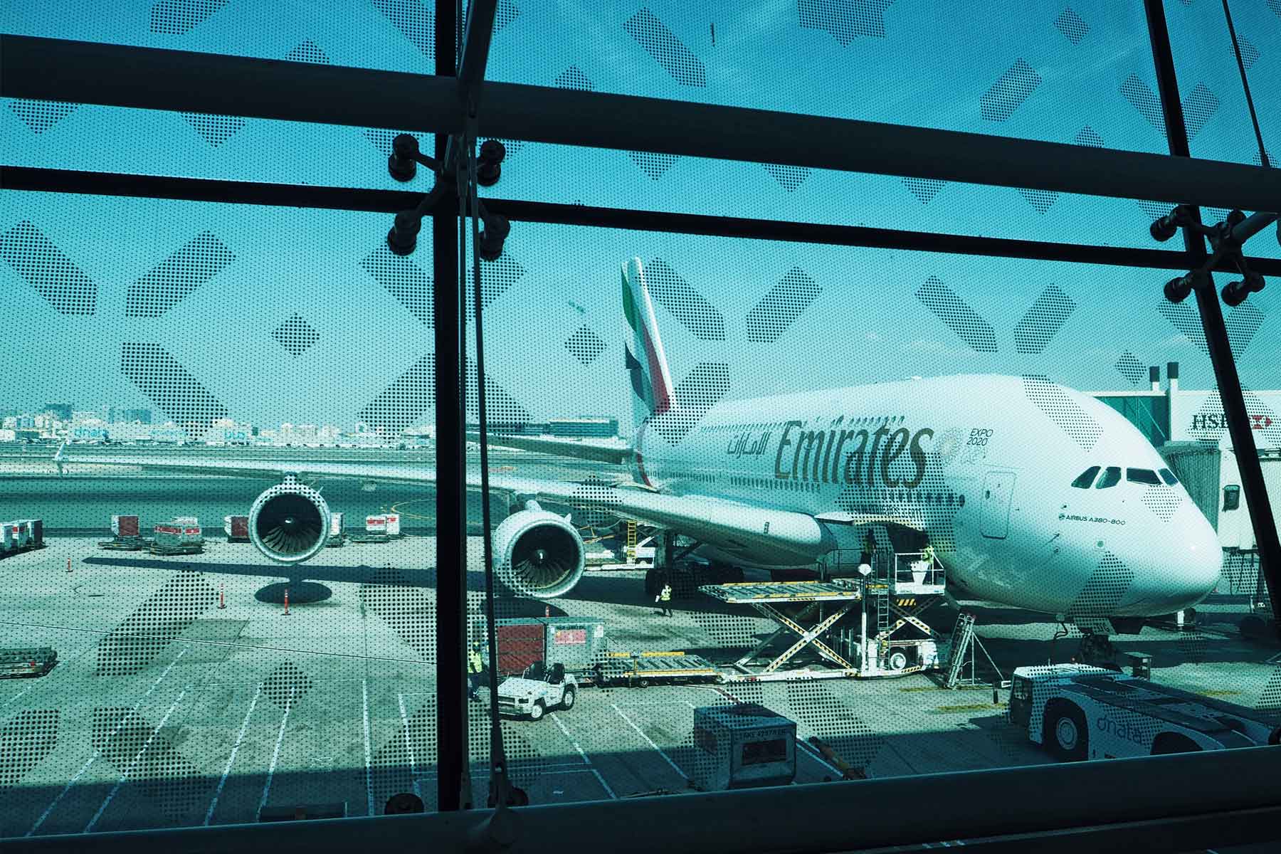 A380 von Emirates am Dubai International Airport